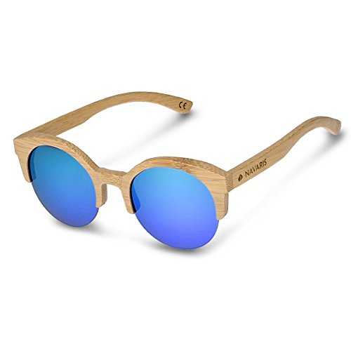 41xj7wXL L Navaris occhiali da sole in legno filtro UV400 - occhiali polarizzati con montatura in bambù unisex uomo donna occhiale retro - diversi colori
